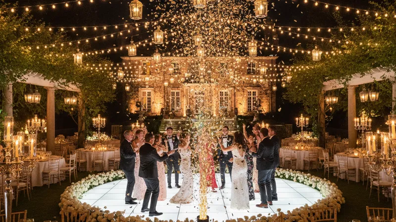 Jet de scène mariage or
